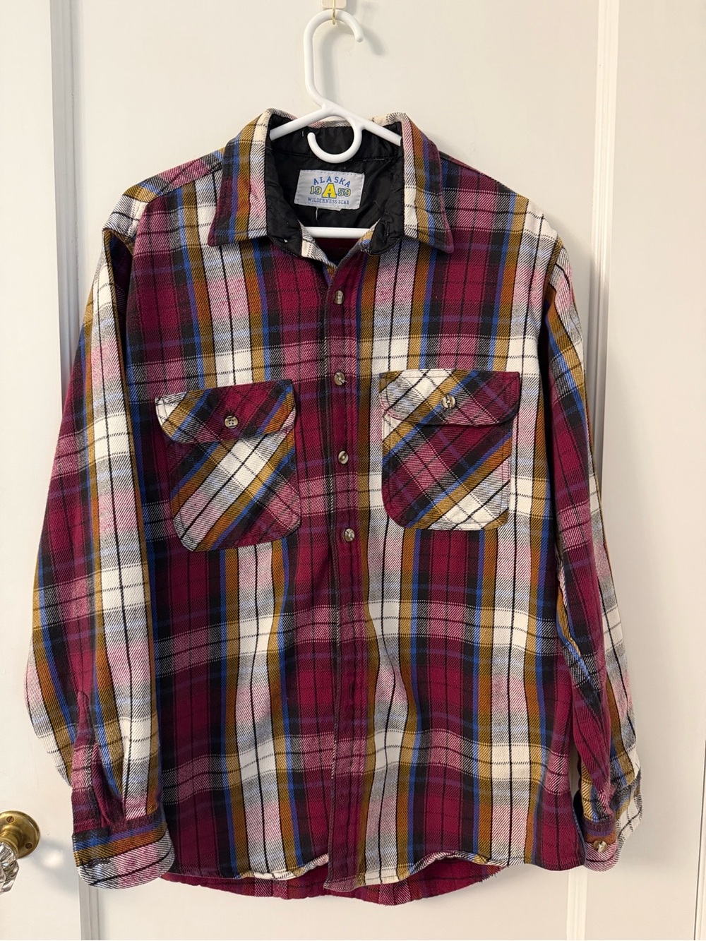 Alaska Gold Red Plaid Button-Down Casual Shirt